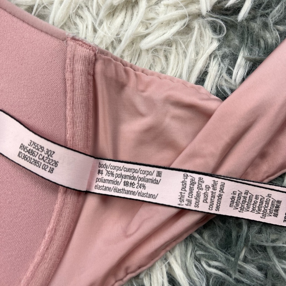 Victoria's Secret Women's Pink Racerback T-shirt Push-up Full Coverage Bra 38C - Picture 6 of 9